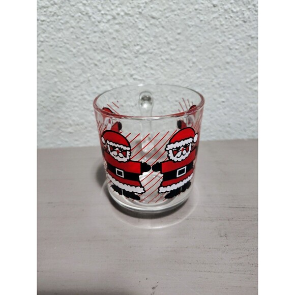 Vintage Luminarc Santa Holiday Winter Glass Mug Cup - Picture 6 of 9